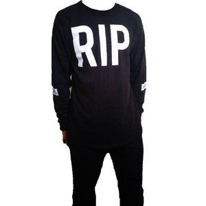 VISCERAL MENS Med RIP BLACK & WHITE SHIRT LONG SLEEVE TOP
